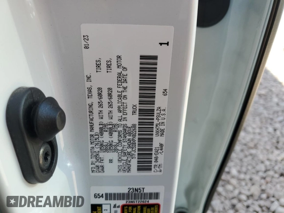 2023 Toyota Tundra Limited Hybrid with VIN 5TFJC5DBXPX022688, listed as a Copart auction lot 72735774 with Not provided miles and Salvage title. Bid and sale history available at DreamBid. Image 13.