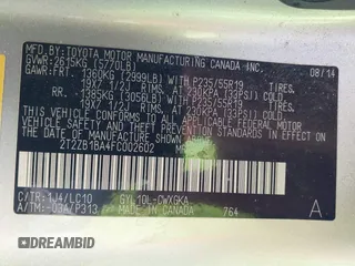 2015 Lexus RX 450h with VIN 2T2ZB1BA4FC002602, listed as a IAAI auction lot 41812562 with 166,220 mi miles and . Bid and sale history available at DreamBid. Image 9.