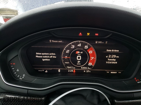 2019 Audi S4 Premium Plus with VIN WAUB4AF42KA116727, listed as a Copart auction lot 38506674 with 76,411 mi miles. Bid and sale history available at carsss.com. Image 9.