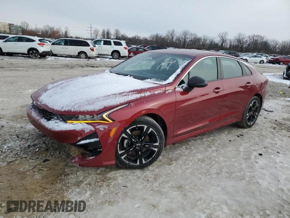 2021 Kia K5 GT-Line with VIN 5XXG64J28MG004337, listed as a Copart auction lot 45863295 with 77,897 mi miles and Salvage Title. Bid and sale history available at carsss.com. Image 1.