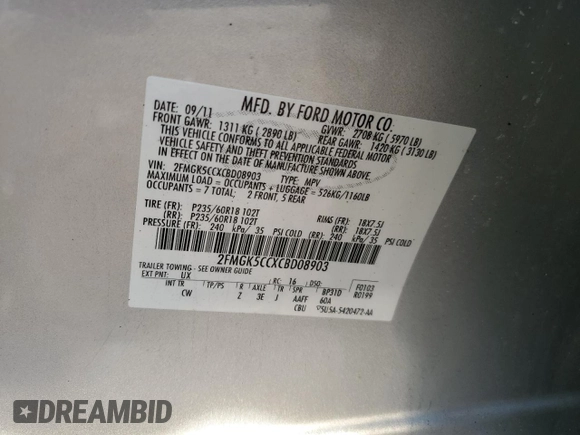 2012 Ford Flex SEL with VIN 2FMGK5CCXCBD08903, listed as a Copart auction lot 44772665 with 215,784 mi miles and Salvage Title. Bid and sale history available at carsss.com. Image 15.