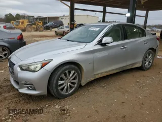 2015 Infiniti Q50 Premium with VIN JN1BV7ARXFM408235, listed as a Copart auction lot 44443145 with 137,235 mi miles and Salvage Title. Bid and sale history available at carsss.com. Image 1.