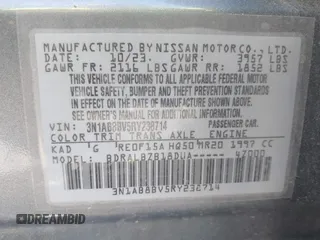 2024 Nissan Sentra S with VIN 3N1AB8BV5RY238714, listed as a IAAI auction lot 41802555 with 40,165 mi miles and . Bid and sale history available at DreamBid. Image 9.