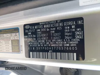 2018 Kia Sorento LX with VIN 5XYPGDA37JG376605, listed as a IAAI auction lot 41812731 with 118,579 mi miles. Bid and sale history available at carsss.com. Image 9.