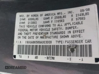 2009 Acura TL Tech with VIN 19UUA86589A003009, listed as a IAAI auction lot 41853122 with 150,863 mi miles. Bid and sale history available at carsss.com. Image 9.