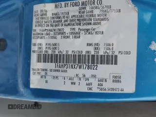 2007 Ford Focus S with VIN 1FAHP31NX7W178022, listed as a Copart auction lot 44641585 with Not Provided miles and Salvage Title. Bid and sale history available at DreamBid. Image 14.