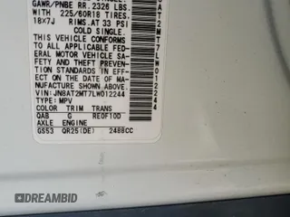 2020 Nissan Rogue SV with VIN JN8AT2MT7LW012244, listed as a Copart auction lot 60162325 with Not provided miles and Salvage title. Bid and sale history available at DreamBid. Image 14.