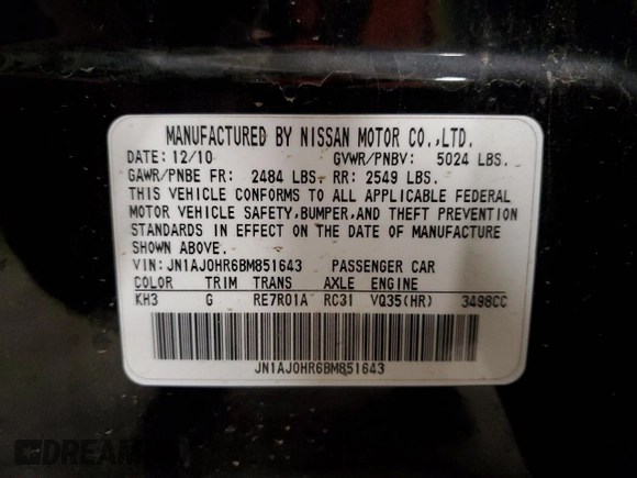 2011 Infiniti EX Journey with VIN JN1AJ0HR6BM851643, listed as a Copart auction lot 81683364 with 312,512 mi miles and Salvage Title. Bid and sale history available at DreamBid. Image 16.
