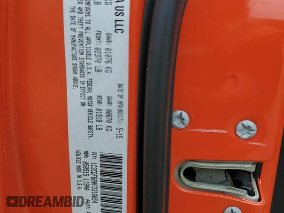 2015 Dodge Dart SXT with VIN 1C3CDFBB0FD316054, listed as a Copart auction lot 54510425 with 86,091 mi miles and Salvage title. Bid and sale history available at DreamBid. Image 12.