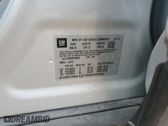 2019 Buick Encore Preferred with VIN KL4CJASB3KB708355, listed as a Copart auction lot 49535795 with 39,919 mi miles and Salvage Title. Bid and sale history available at DreamBid. Image 14.