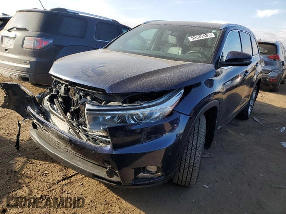 2016 Toyota Highlander Hybrid Limited with VIN 5TDDCRFH0GS020119, listed as a Copart auction lot 80535983 with 100,886 mi miles. Bid and sale history available at carsss.com. Image 1.