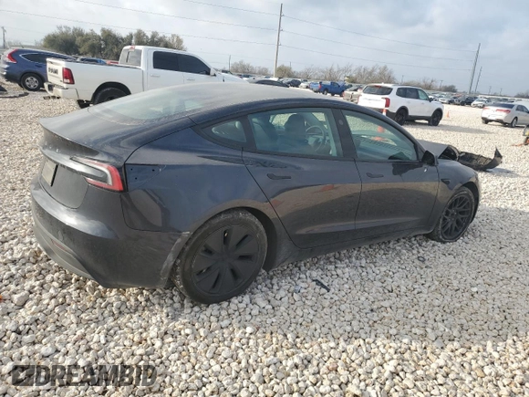 2024 Tesla Model 3 z VIN 5YJ3E1EAXRF741132, wystawiony jako Copart lot #47823795 z przebiegiem 25 183 mil mil oraz Szkody całkowita. Historia ofert i sprzedaży dostępna na DreamBid. Obrazek 3.