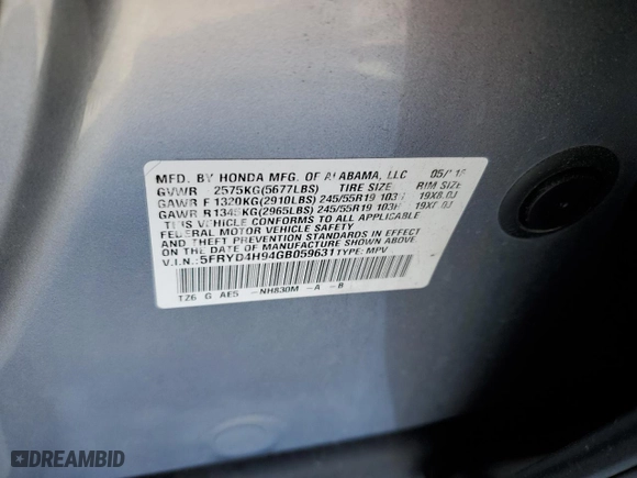 2016 Acura MDX w/Advance with VIN 5FRYD4H94GB059631, listed as a Copart auction lot 43637775 with 180,217 mi miles and Salvage Title. Bid and sale history available at carsss.com. Image 13.