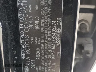 2011 Kia Forte EX with VIN KNAFU4A2XB5405274, listed as a Copart auction lot 54438995 with 78,088 mi miles and Salvage Title. Bid and sale history available at carsss.com. Image 12.