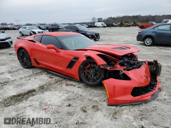 2019 Chevrolet Corvette Z06 2LZ with VIN 1G1YS2D68K5605762, listed as a Copart auction lot 85744714 with 6,485 mi miles and Salvage Title. Bid and sale history available at carsss.com. Image 4.