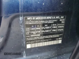 2001 Mercedes-Benz M 320/430/500 z VIN 4JGAB72E91A260677, wystawiony jako Copart lot #89200235 z przebiegiem 180 414 mil mil oraz Szkoda całkowita • Salvage title. Historia ofert i sprzedaży dostępna na DreamBid. Obrazek 12.