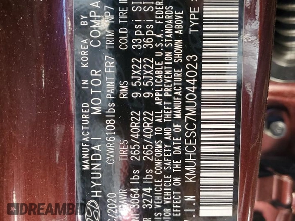 2021 Genesis GV80 with VIN KMUHCESC7MU044023, listed as a Copart auction lot 51942605 with 58,038 mi miles and Salvage title. Bid and sale history available at DreamBid. Image 13.