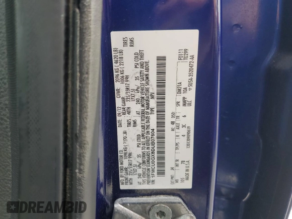 2013 Ford Escape SE with VIN 1FMCU0GX8DUB07604, listed as a Copart auction lot 63395375 with 197,437 mi miles and Clean title. Bid and sale history available at DreamBid. Image 13.