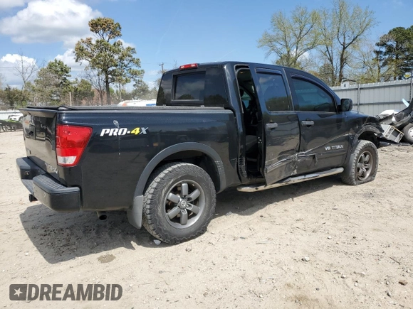 2015 Nissan Titan Pro-4X with VIN 1N6BA0EC1FN507491, listed as a Copart auction lot 51240915 with 165,510 mi miles and Salvage title. Bid and sale history available at DreamBid. Image 3.