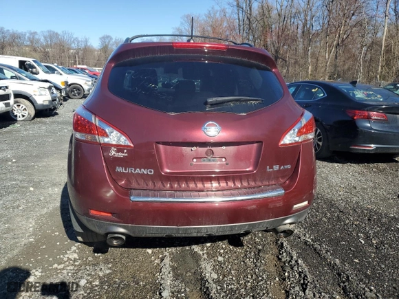 2011 Nissan Murano LE with VIN JN8AZ1MW5BW157154, listed as a Copart auction lot 50010025 with 256,882 mi miles and Salvage Title. Bid and sale history available at carsss.com. Image 6.