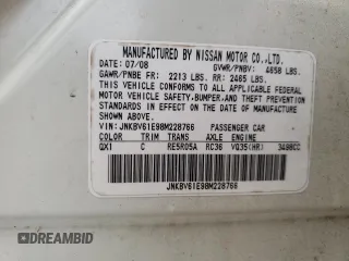 2008 Infiniti G35 Journey with VIN JNKBV61E98M228766, listed as a Copart auction lot 60345775 with 166,657 mi miles and Salvage title. Bid and sale history available at DreamBid. Image 12.