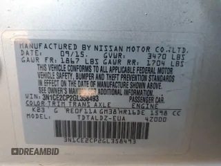 2016 Nissan Note S with VIN 3N1CE2CP2GL358493, listed as a Copart auction lot 48874345 with 79,230 mi miles and Salvage title. Bid and sale history available at DreamBid. Image 14.