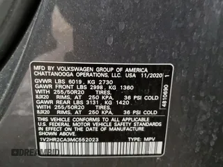 2021 Volkswagen Atlas SE with VIN 1V2HR2CA3MC552023, listed as a Copart auction lot 51486575 with 88,839 mi miles and Salvage title. Bid and sale history available at DreamBid. Image 15.