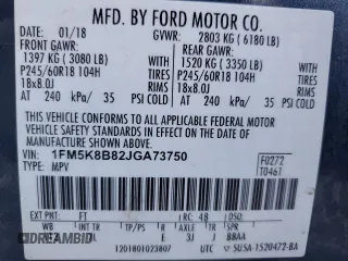 2018 Ford Explorer with VIN 1FM5K8B82JGA73750, listed as a Copart auction lot 52404615 with 167,772 mi miles and Clean title. Bid and sale history available at DreamBid. Image 13.