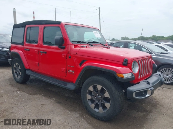 2018 Jeep Wrangler Unlimited Sahara z VIN 1C4HJXEG4JW316496, wystawiony jako IAAI lot #42437607 z przebiegiem 46 861 mil mil oraz . Historia ofert i sprzedaży dostępna na DreamBid. Obrazek 1.