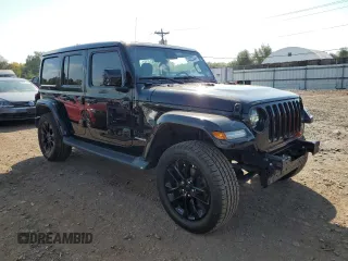 2021 Jeep Wrangler Unlimited Sahara High Altitude with VIN 1C4HJXEG7MW537997, listed as a Copart auction lot 74322054 with 60,226 mi miles and Salvage title. Bid and sale history available at DreamBid. Image 4.