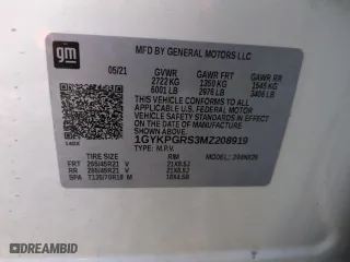 2021 Cadillac XT6 Sport with VIN 1GYKPGRS3MZ208919, listed as a Copart auction lot 83849034 with 72,613 mi miles and Salvage Title. Bid and sale history available at carsss.com. Image 12.