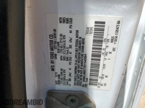2014 Ford Transit Connect XL z VIN NM0LS6E77E1143591, wystawiony jako Copart lot #61759265 z przebiegiem 177 260 mil mil oraz Czysty tytuł • Clean title. Historia ofert i sprzedaży dostępna na DreamBid. Obrazek 13.