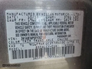 2015 Nissan Sentra S with VIN 3N1AB7AP9FY352188, listed as a Copart auction lot 52136325 with 95,444 mi miles and Salvage Title. Bid and sale history available at carsss.com. Image 13.