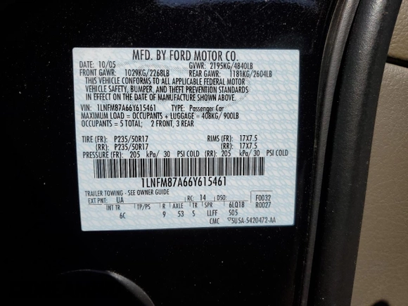 2006 Lincoln LS Sport z VIN 1LNFM87A66Y615461, wystawiony jako Copart lot #53623895 z przebiegiem Nie podano mil oraz Szkoda całkowita • Salvage title. Historia ofert i sprzedaży dostępna na DreamBid. Obrazek 12.