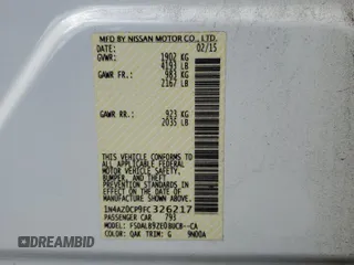 2015 Nissan LEAF SV with VIN 1N4AZ0CP9FC326217, listed as a Copart auction lot 73225843 with 49,163 mi miles. Bid and sale history available at carsss.com. Image 12.