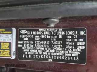 2011 Kia Sorento LX with VIN 5XYKTCA1XBG026448, listed as a Copart auction lot 51687725 with 150,426 mi miles and Salvage Title. Bid and sale history available at carsss.com. Image 15.