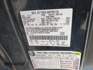 2012 Ford F-150 XL with VIN 1FTEW1CM5CFA12400, listed as a IAAI auction lot 42041739 with 175,047 mi miles. Bid and sale history available at carsss.com. Image 9.