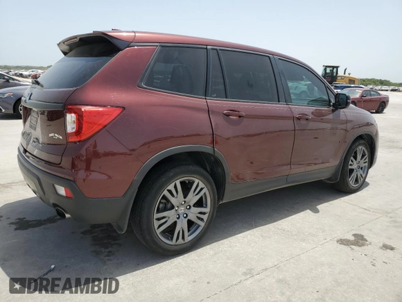 2021 Honda Passport EX-L with VIN 5FNYF7H50MB013526, listed as a Copart auction lot 65603644 with 44,745 mi miles and Salvage Title. Bid and sale history available at carsss.com. Image 3.