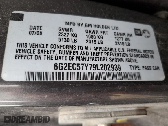 2009 Pontiac G8 GT with VIN 6G2EC57Y79L202939, listed as a Copart auction lot 78753284 with 113,796 mi miles and Clean Title. Bid and sale history available at carsss.com. Image 14.