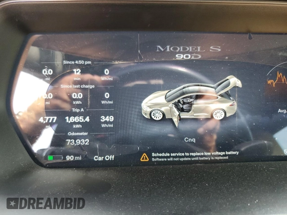 2017 Tesla Model S 100D z VIN 5YJSA1E2XHF173740, wystawiony jako Copart lot #62233125 z przebiegiem 73 932 mil mil oraz Szkoda całkowita • Salvage title. Historia ofert i sprzedaży dostępna na DreamBid. Obrazek 9.