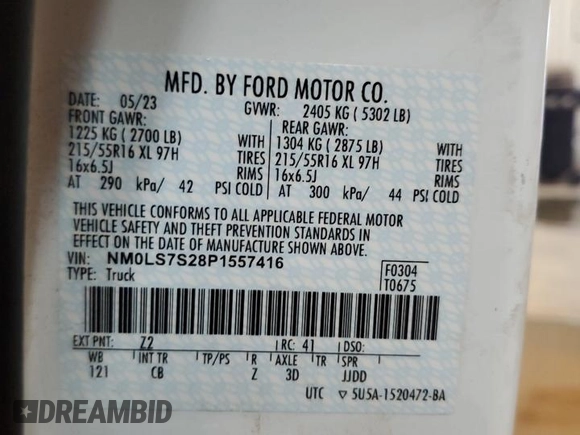 2023 Ford Transit Connect XL z VIN NM0LS7S28P1557416, wystawiony jako Copart lot #61812365 z przebiegiem 41 012 mil mil oraz Czysty tytuł • Clean title. Historia ofert i sprzedaży dostępna na DreamBid. Obrazek 14.
