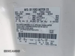 2007 Ford F-150 XLT с VIN 1FTPW14V67FB31272, выставлен на аукционе IAAI как лот 42458624 с пробегом 199 580 миль миль и . История ставок и продаж доступна на DreamBid. Изображение 9.