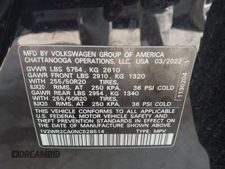 2022 Volkswagen Atlas SE with VIN 1V2WR2CA0NC528514, listed as a IAAI auction lot 42403584 with 60,778 mi miles and . Bid and sale history available at DreamBid. Image 9.