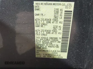 2017 Nissan Murano SL with VIN 5N1AZ2MH2HN154838, listed as a IAAI auction lot 41597159 with 113,869 mi miles and . Bid and sale history available at DreamBid. Image 9.
