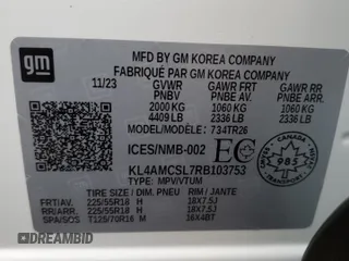 2024 Buick Encore GX Preferred с VIN KL4AMCSL7RB103753, выставлен на аукционе Copart как лот 72985654 с пробегом 108 миль миль и Списание • Salvage title. История ставок и продаж доступна на DreamBid. Изображение 14.