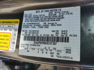 2016 Ford Fusion SE with VIN 3FA6P0H98GR247307, listed as a Copart auction lot 59032525 with 86,724 mi miles and Salvage title. Bid and sale history available at DreamBid. Image 13.