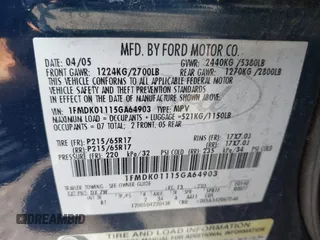 2005 Ford Freestyle SE z VIN 1FMDK01115GA64903, wystawiony jako IAAI lot #42232736 z przebiegiem 112 472 mil mil oraz . Historia ofert i sprzedaży dostępna na DreamBid. Obrazek 9.