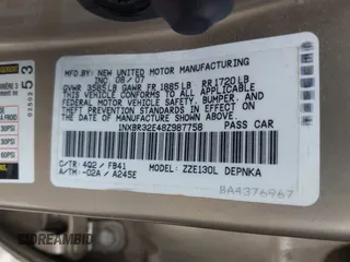 2008 Toyota Corolla CE with VIN 1NXBR32E48Z987758, listed as a IAAI auction lot 42004753 with 108,603 mi miles and . Bid and sale history available at DreamBid. Image 9.