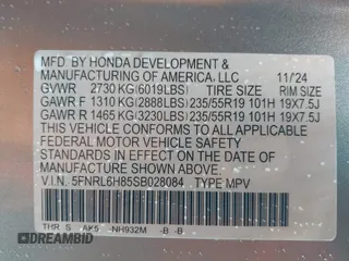 2025 Honda Odyssey Touring с VIN 5FNRL6H85SB028084, выставлен на аукционе IAAI как лот 41822857 с пробегом 3 784 миль миль и . История ставок и продаж доступна на DreamBid. Изображение 9.