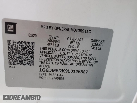2020 Cadillac CT5 Luxury with VIN 1G6DM5RK9L0126887, listed as a Copart auction lot 48424215 with Not provided miles and Non repairable. Bid and sale history available at DreamBid. Image 12.